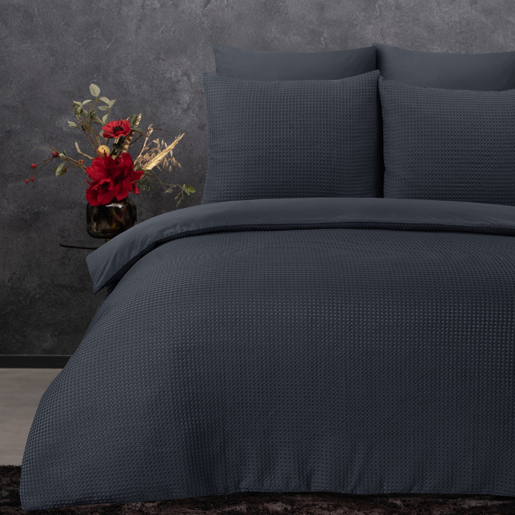 Antraciet Wafel Comforter Collectie - Urban Slaapkamer Look