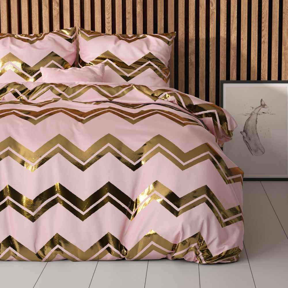 Housse de couette Glamour Wave Or Rose